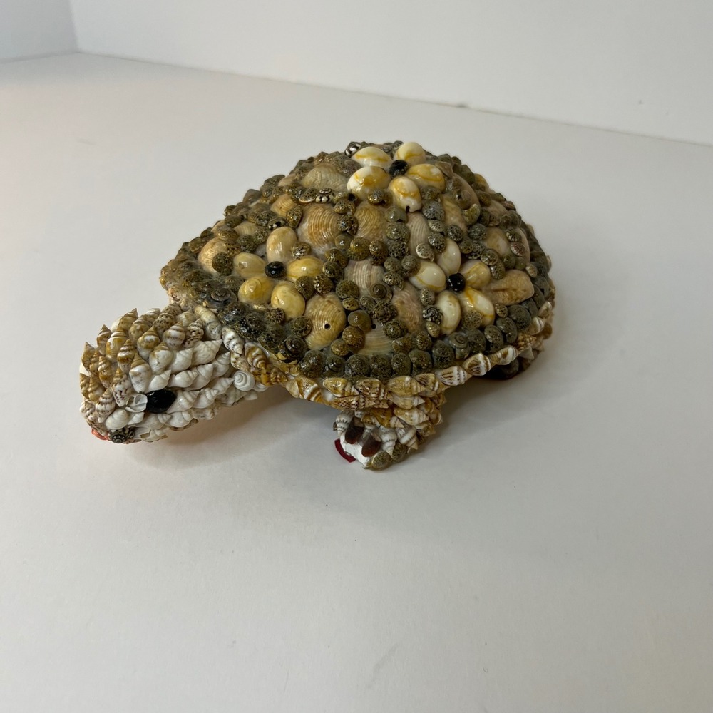 Handmade Sea Shell Turtle Tortoise Figure 5 x 8" Flaw Missing/broken shells